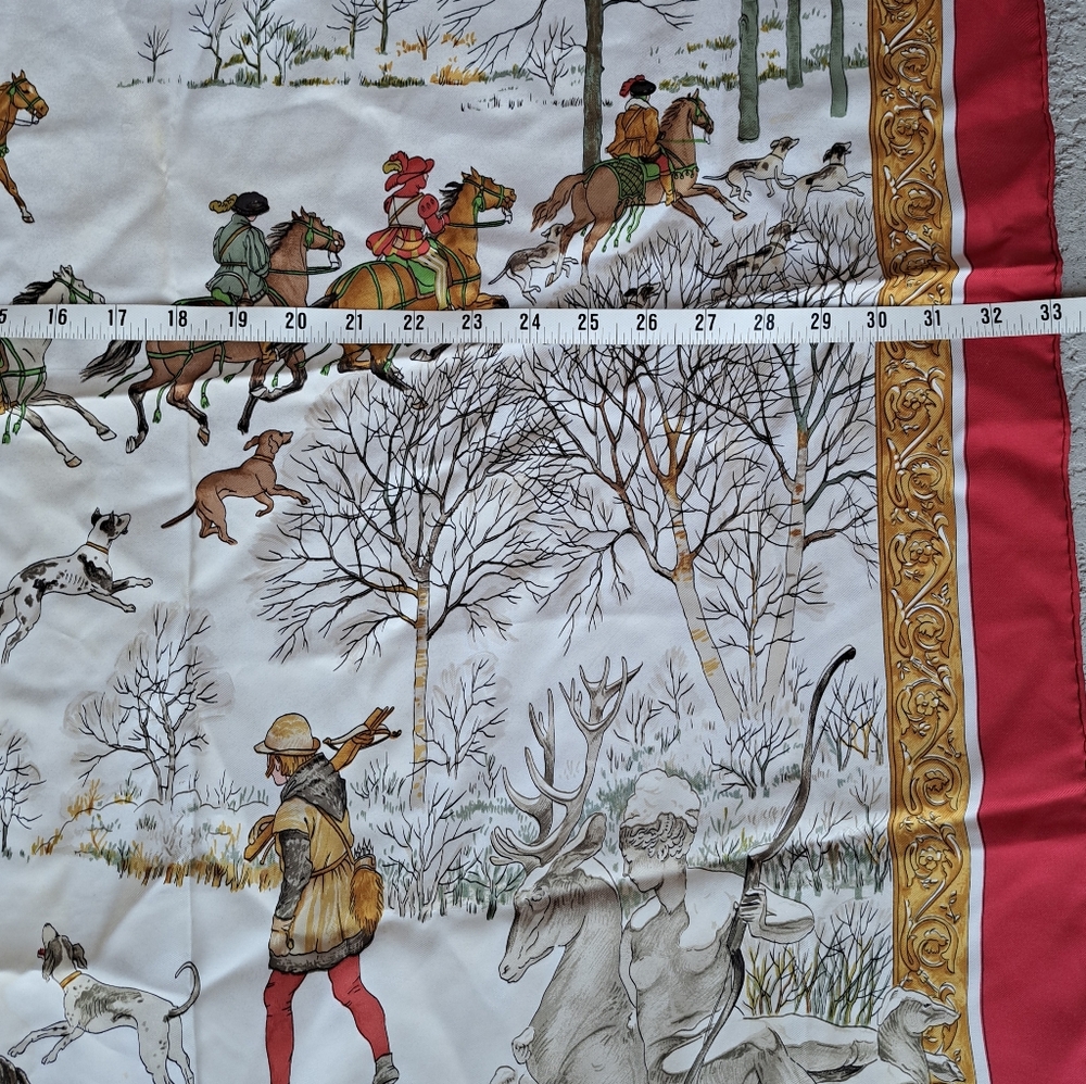 Hermes Red and Gold Equestrian Scarf - Picture 11 of 14